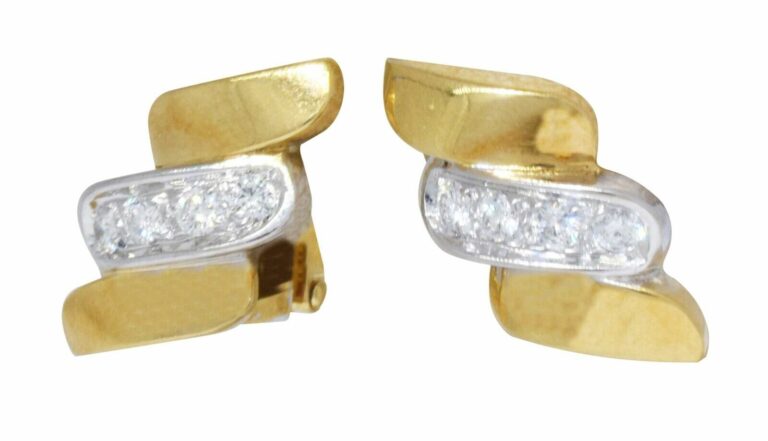 Ladies Bead Set Diamond Earrings in 18k Yellow Gold