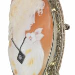 Ladies Cameo Brooch White Gold 
Diamond