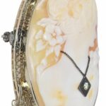 Ladies Cameo Brooch White Gold 
Diamond