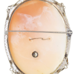 Ladies Cameo Brooch White Gold 
Diamond