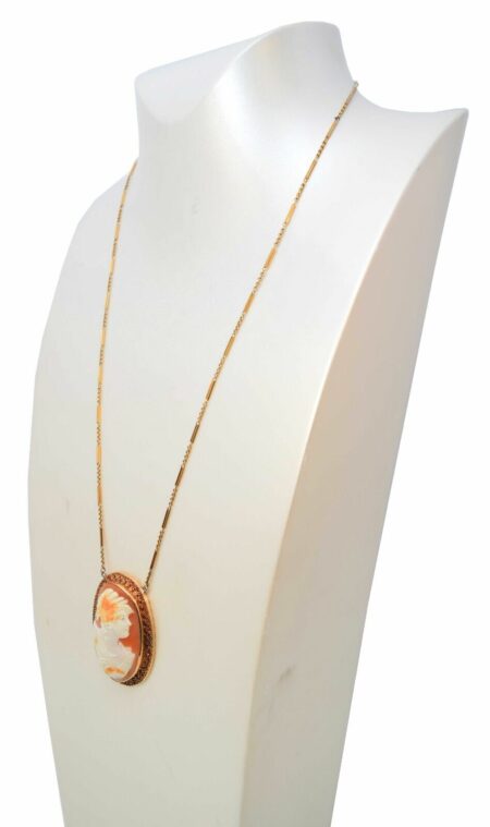 Ladies Cameo Necklace 14k & 10K Yellow Gold