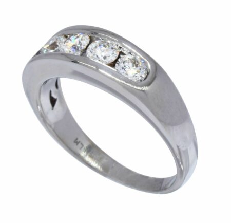 Ladies Channel Set Diamond Wedding Band in 18K White Gold Size 8 1/2