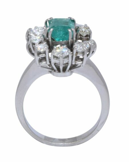 Ladies Diamond 
Emerald Ring 18k White Gold Size 6.5