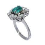 Ladies Diamond 
Emerald Ring 18k White Gold Size 6.5