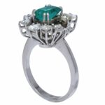 Ladies Diamond 
Emerald Ring 18k White Gold Size 6.5