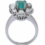 Ladies Diamond 
Emerald Ring 18k White Gold Size 6.5