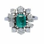 Ladies Diamond 
Emerald Ring 18k White Gold Size 6.5