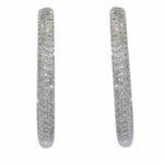 Ladies Diamond Hoop Earrings in 14k White Gold