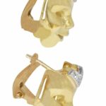 Ladies Diamond Mask Earrings in 18k Yellow Gold