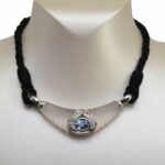 Ladies Necklace 14k White Gold Diamond 
Topaz