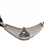 Ladies Necklace 14k White Gold Diamond 
Topaz