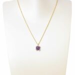 Ladies Necklace 14k Yellow Gold Diamonds 
Amethyst 18.5 inch Chain