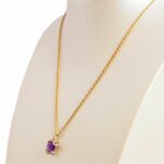 Ladies Necklace 14k Yellow Gold Diamonds 
Amethyst 18.5 inch Chain