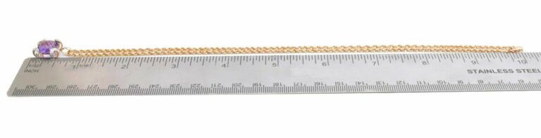 Ladies Necklace 14k Yellow Gold Diamonds 
Amethyst 18.5 inch Chain