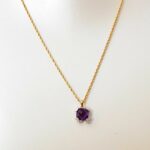 Ladies Necklace 14k Yellow Gold Diamonds 
Amethyst 18.5 inch Chain