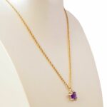 Ladies Necklace 14k Yellow Gold Diamonds 
Amethyst 18.5 inch Chain