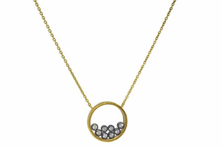 Ladies Pendant 8 Floating Diamonds 18k Gold 16" Chain