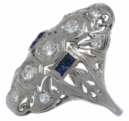 Ladies Ring 18k White Gold Diamond 
Sapphire 7