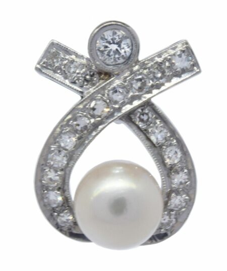 Ladies Slide Pendant 14k White Gold Diamond 
Pearl