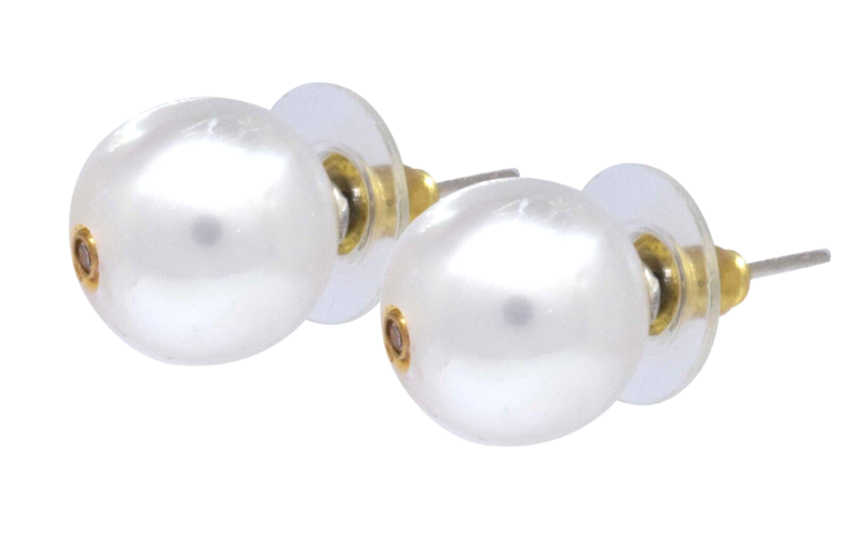 Ladies South Sea Pearl Stud Earrings w/ Bezel Set Diamonds