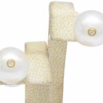 Ladies South Sea Pearl Stud Earrings w/ Bezel Set Diamonds