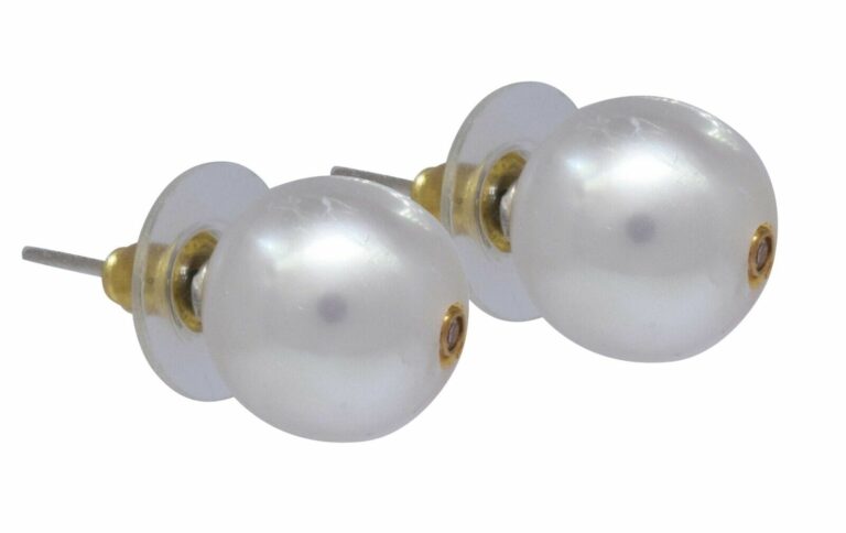 Ladies South Sea Pearl Stud Earrings w/ Bezel Set Diamonds