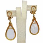 Mabe Pearl 
Diamond 18k Yellow Gold Pear Shape Dangle Earrings