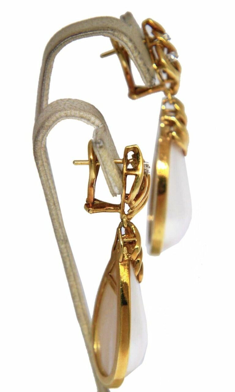 Mabe Pearl 
Diamond 18k Yellow Gold Pear Shape Dangle Earrings