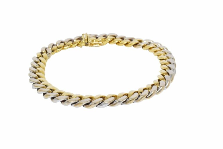 Mayors 8mm Solid Cuban Link Bracelet in 18k Yellow 
White Gold 8"