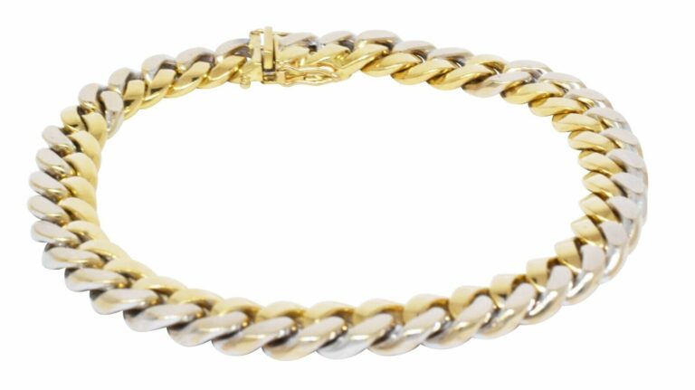 Mayors 8mm Solid Cuban Link Bracelet in 18k Yellow 
White Gold 8"