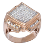 Mens 14k Rose Gold Ring Princes Cut Invisible Set 3.59 CT. Diamond Size 11 US