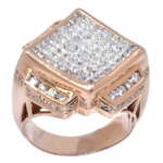 Mens 14k Rose Gold Ring Princes Cut Invisible Set 3.59 CT. Diamond Size 11 US