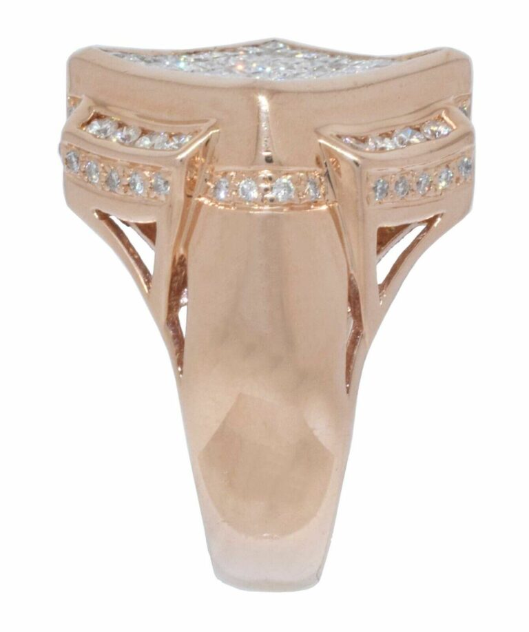 Mens 14k Rose Gold Ring Princes Cut Invisible Set 3.59 CT. Diamond Size 11 US