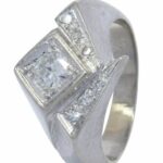 Mens Abstract Ring 14k White Gold 
Diamond 9.75