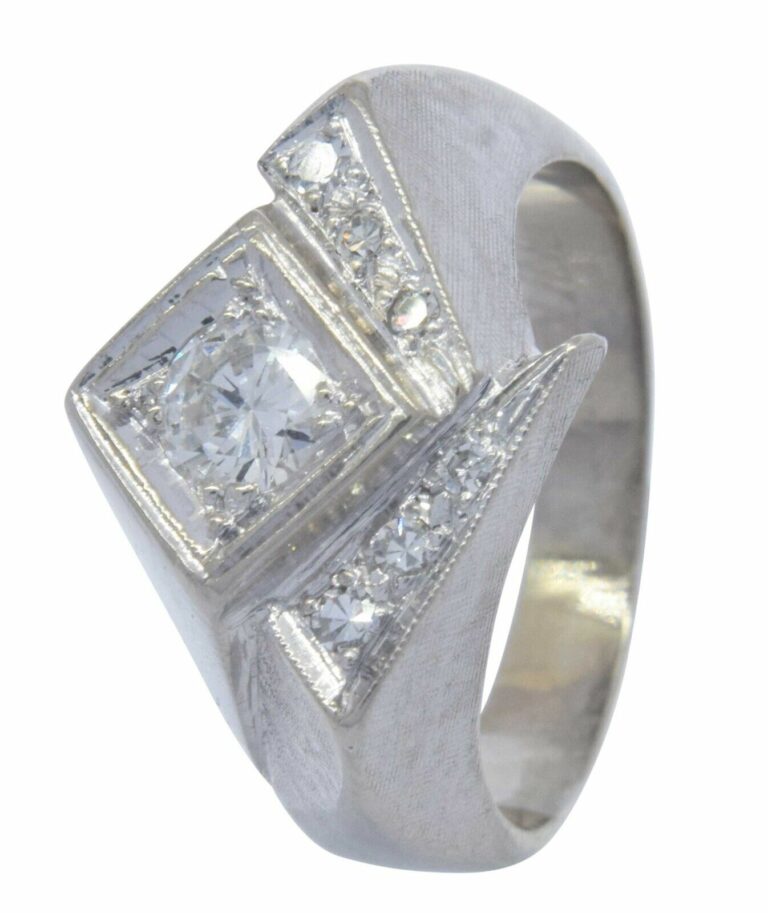 Mens Abstract Ring 14k White Gold 
Diamond 9.75