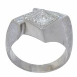 Mens Abstract Ring 14k White Gold 
Diamond 9.75