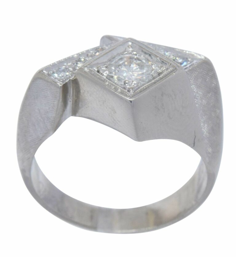 Mens Abstract Ring 14k White Gold 
Diamond 9.75