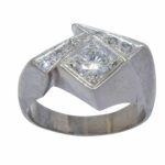 Mens Abstract Ring 14k White Gold 
Diamond 9.75