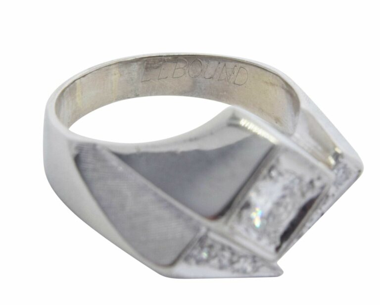 Mens Abstract Ring 14k White Gold 
Diamond 9.75