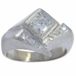 Mens Abstract Ring 14k White Gold 
Diamond 9.75