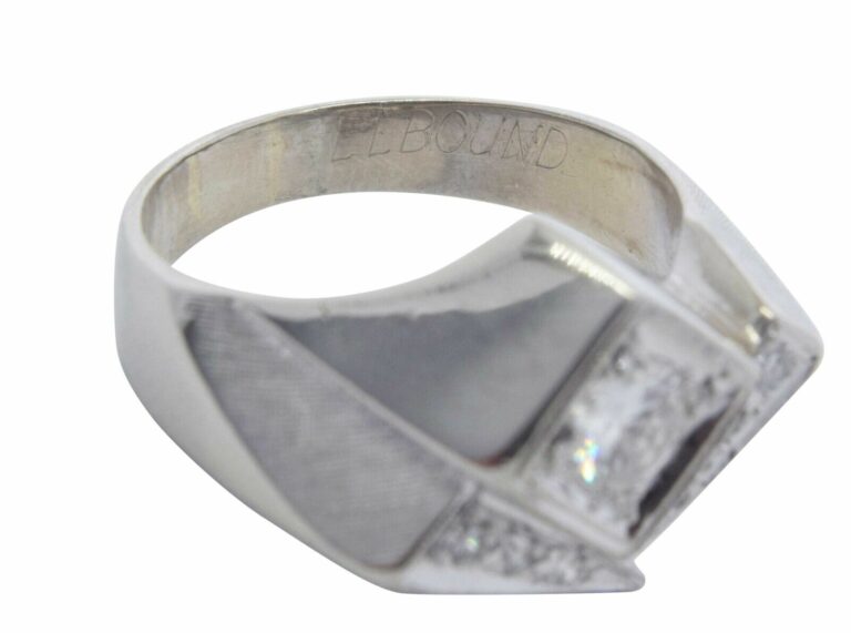 Mens Abstract Ring 14k White Gold 
Diamond 9.75