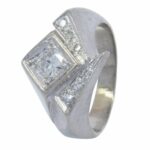 Mens Abstract Ring 14k White Gold 
Diamond 9.75