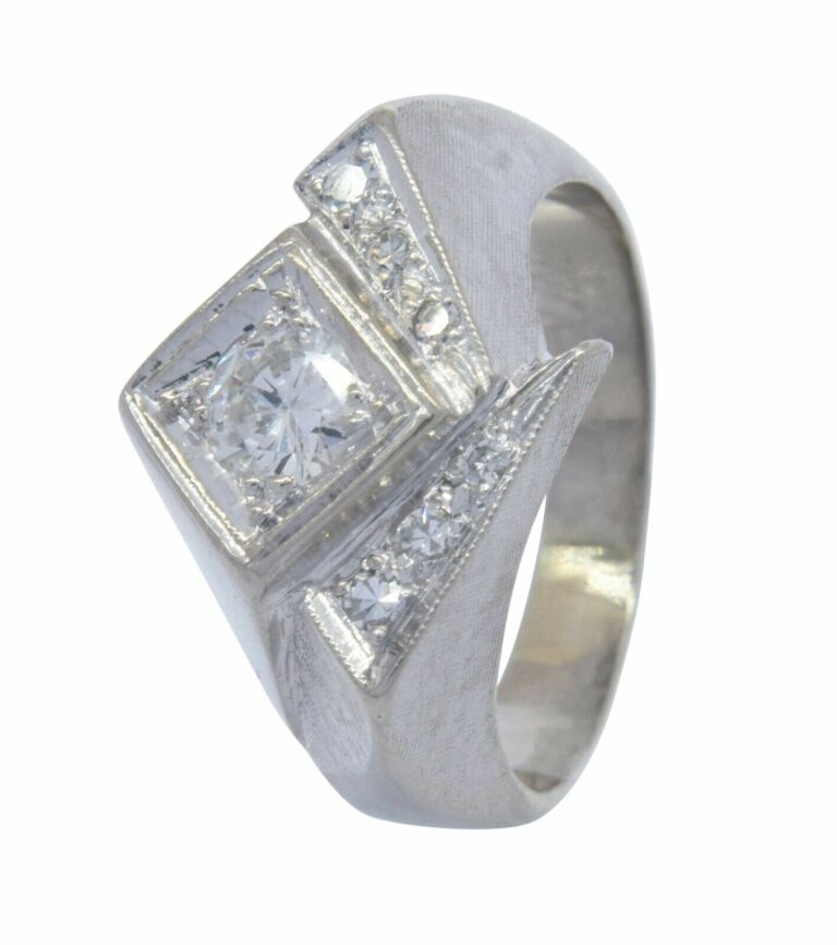 Mens Abstract Ring 14k White Gold 
Diamond 9.75