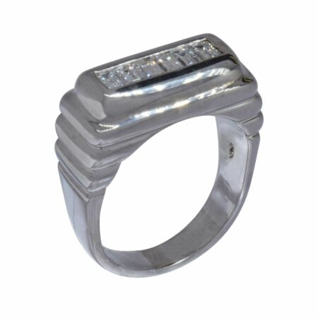 Mens Contemporary 1.00 CT Diamond Ring 14k White Gold 8