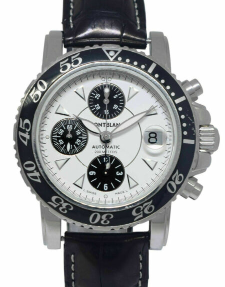 Montblanc Meisterstuck Chronograph Steel White Panda Dial 41.5mm Watch +Box 7034