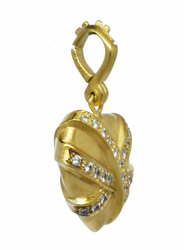 Raafiy 1.00 Ct Diamond 
14k Yellow Gold Puffed Ribbon Heart Pendant