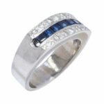 Ring 14k White Gold Diamond 
Sapphire Band Size 7