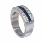 Ring 14k White Gold Diamond 
Sapphire Band Size 7