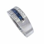 Ring 14k White Gold Diamond 
Sapphire Band Size 7