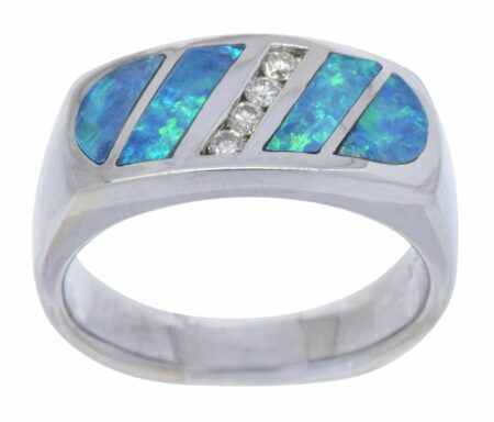 Ring Mens 14k White Gold Diamond 
Opal Size: 8.5